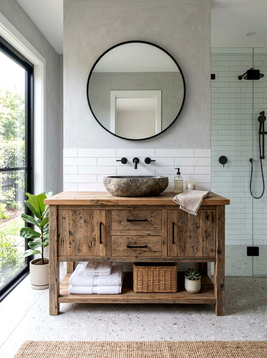 Reclaimed Wood Vanity Bathroom - 30 eclectic bathroom ideas