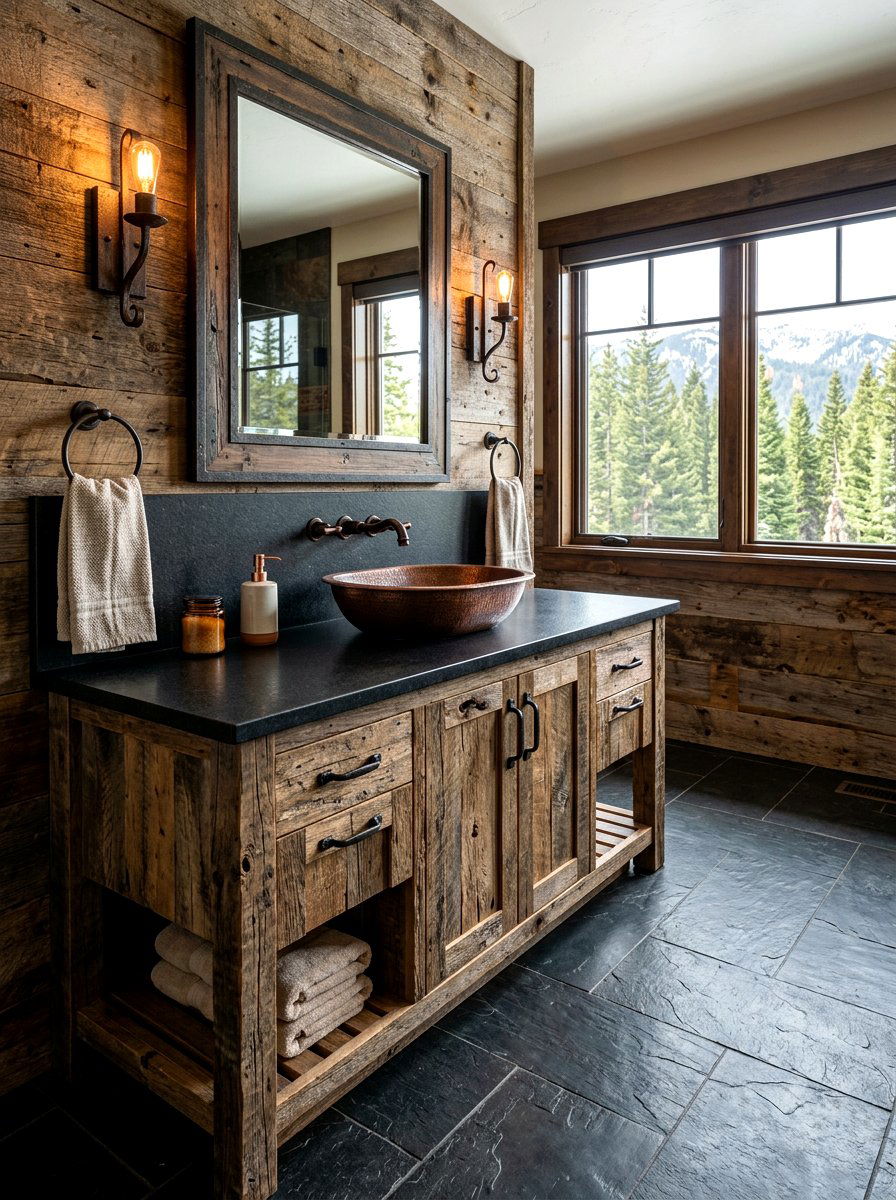Reclaimed Wood Vanity - 30 bathroom vanity ideas