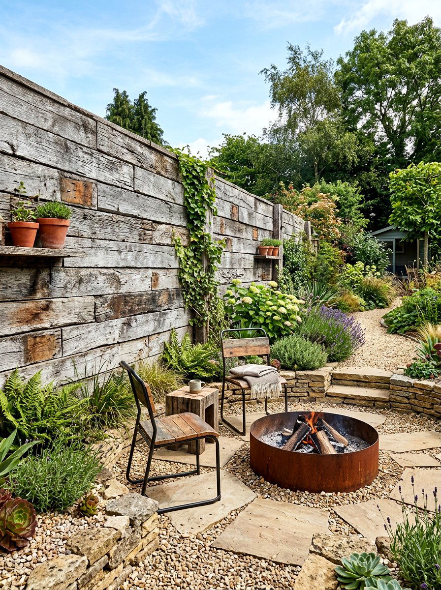 Reclaimed Wood Wall - 30 retaining wall ideas