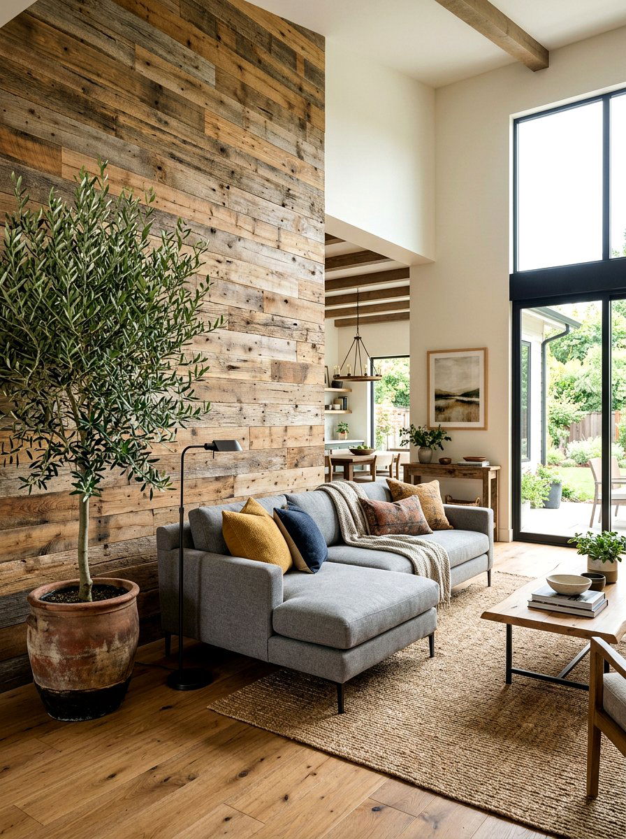 Reclaimed Wood Wall - 30 rustic living room ideas