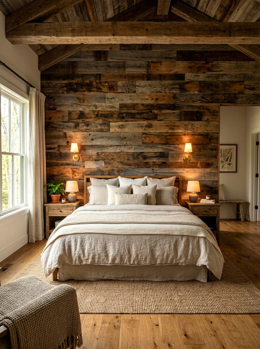 Reclaimed Wood Wall - 30 ski lodge holiday decor ideas