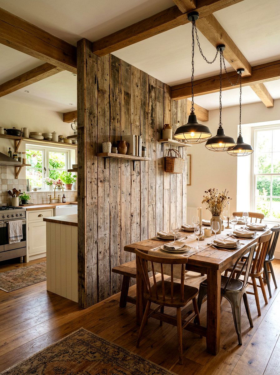 Reclaimed Wood Wall Partition - 30 partial wall room divider ideas