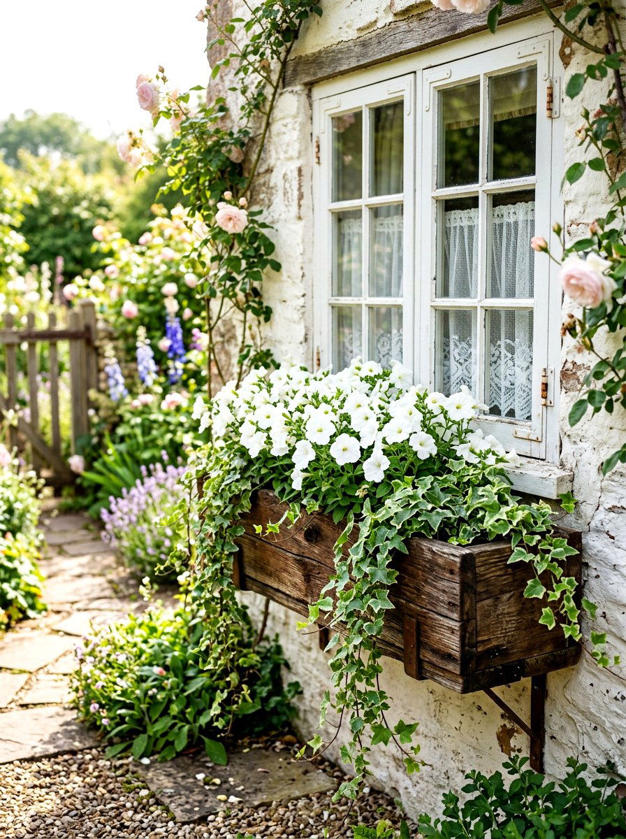 Reclaimed Wood Window Box - 30 rustic container garden ideas