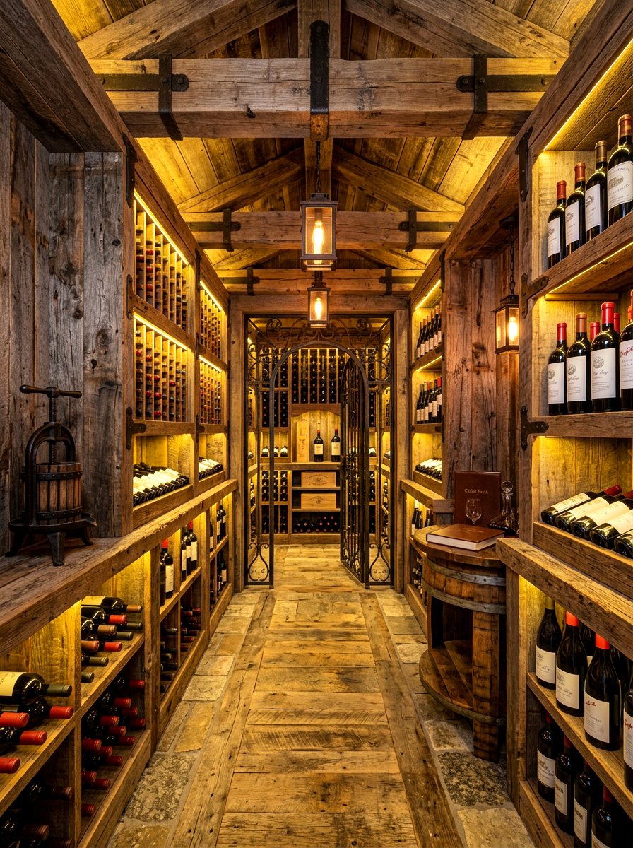 Reclaimed Wood Wine Cellar - 30 basement wine room ideas