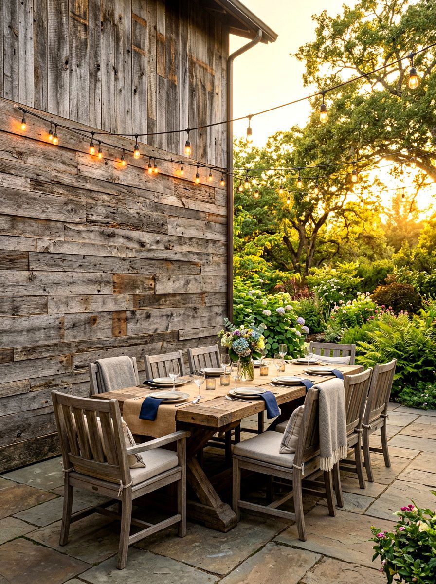 Reclaimed Wood - 30 patio accent wall ideas