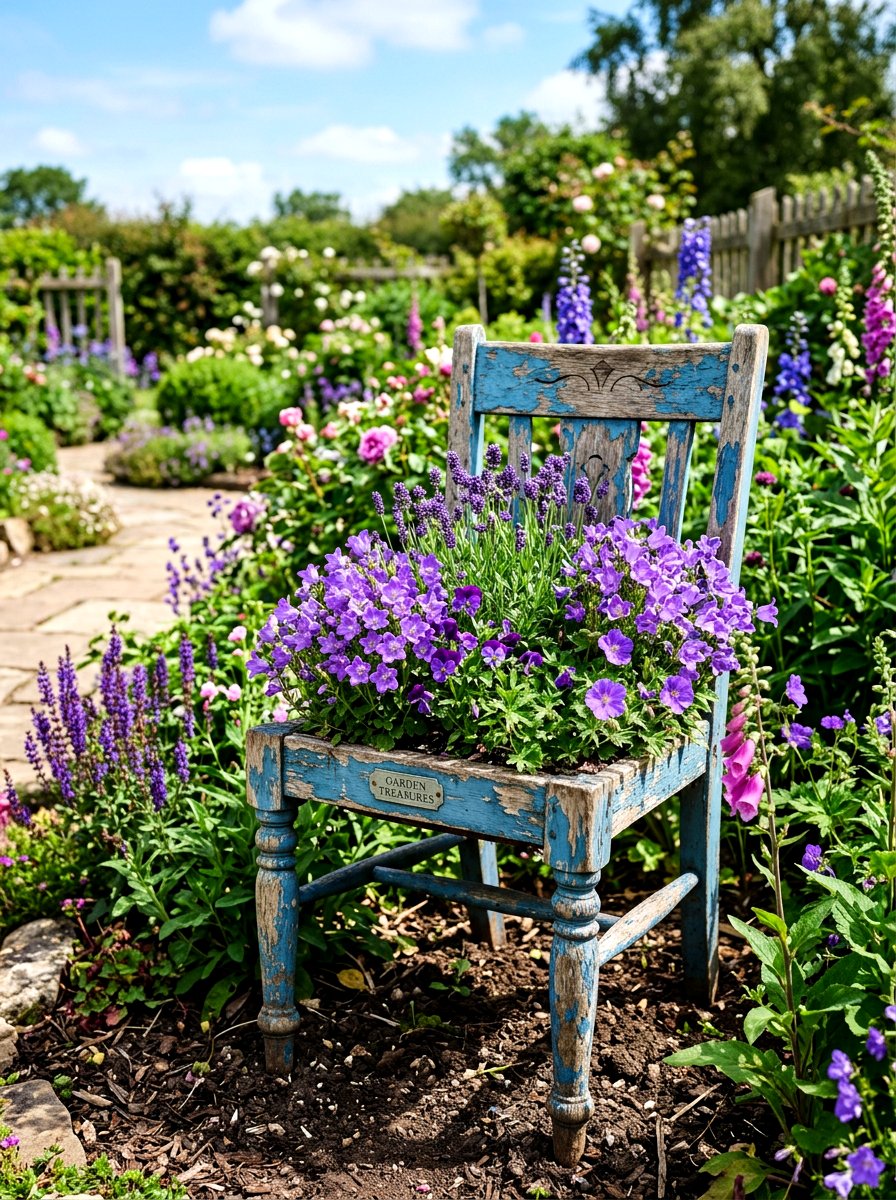Reclaimed Wooden Chair - 30 rustic planter ideas