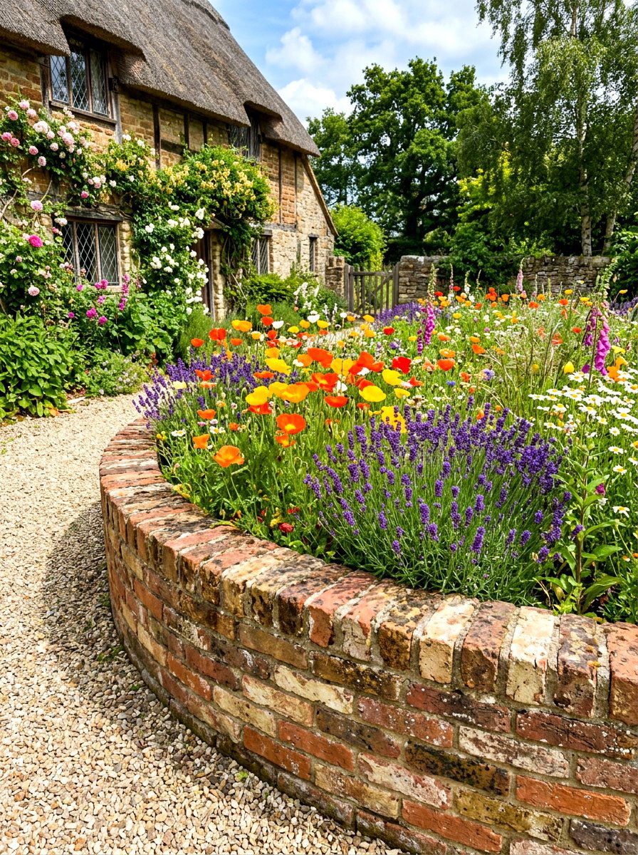 Reclaimed brick garden bed - 30 brick raised bed ideas