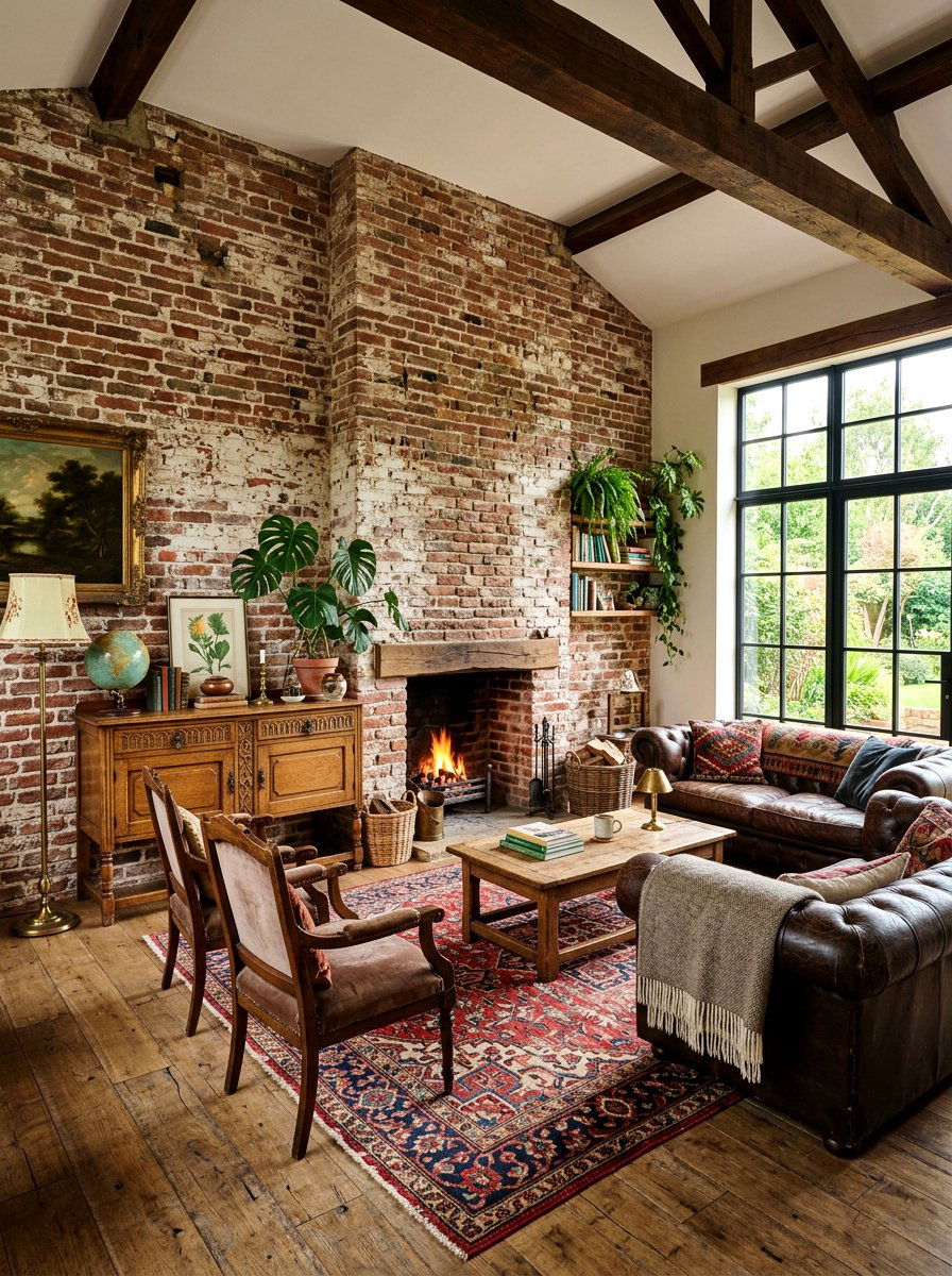 Reclaimed brick interior wall - 30 exposed brick living room ideas
