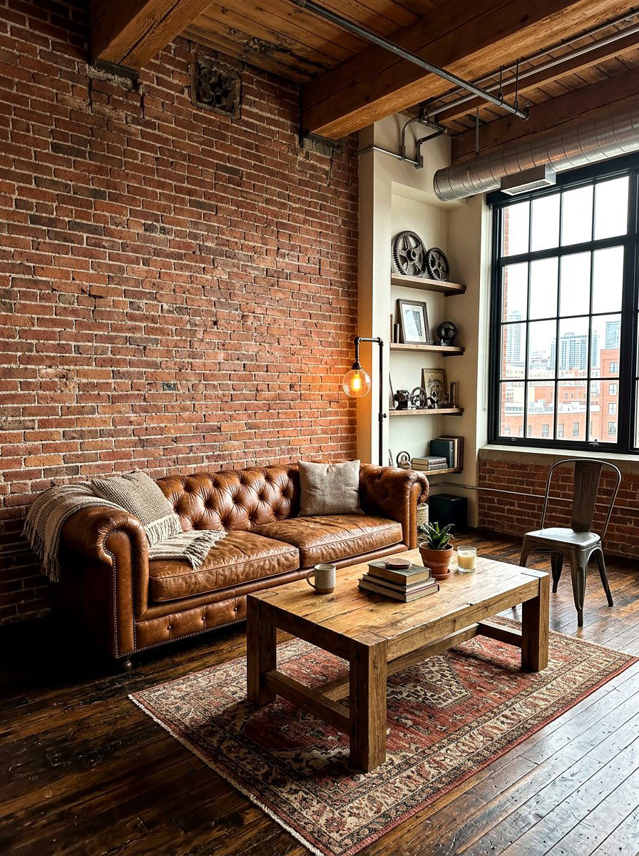 Reclaimed brick living room - 30 brick accent wall ideas