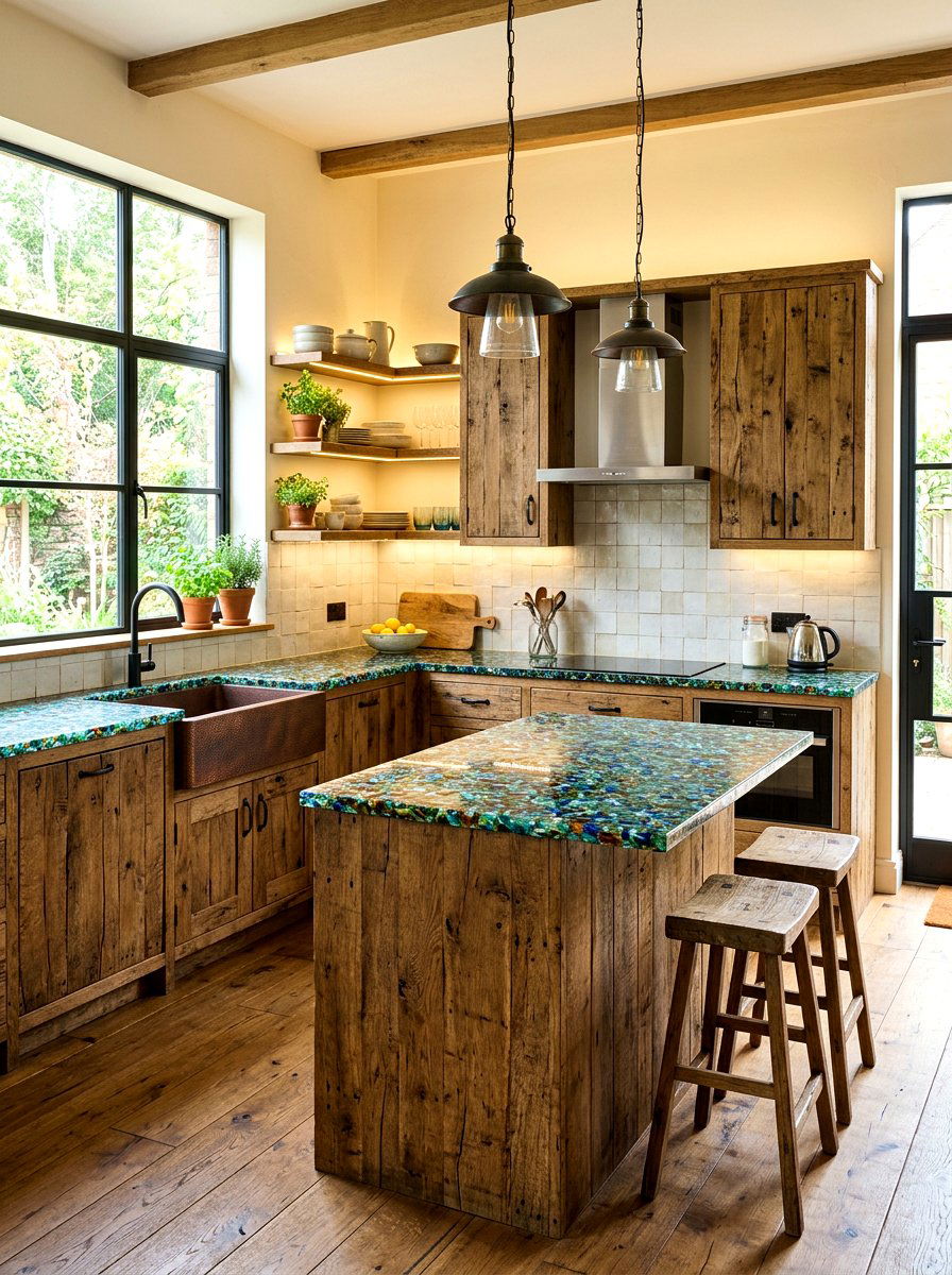 Reclaimed oak kitchen cabinets - 30 oak kitchen cabinet ideas
