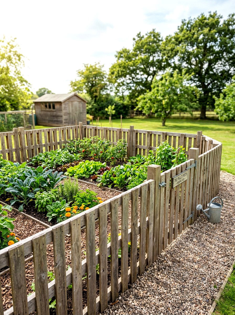 Reclaimed pallet garden fence - 30 vegetable garden fence ideas