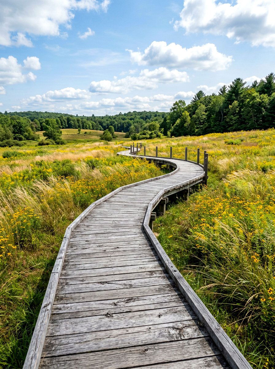 Reclaimed timber garden boardwalk - 30 secret path garden ideas