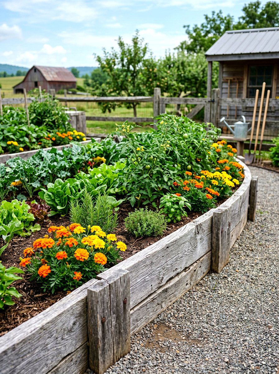 Reclaimed timber garden edging - 30 garden border ideas