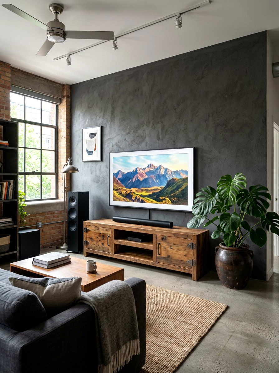 Reclaimed wood TV stand - 30 reclaimed wood living room ideas