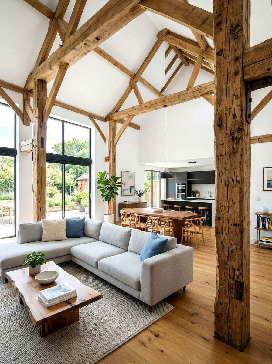 Reclaimed wood architectural pillar - 30 reclaimed wood living room ideas