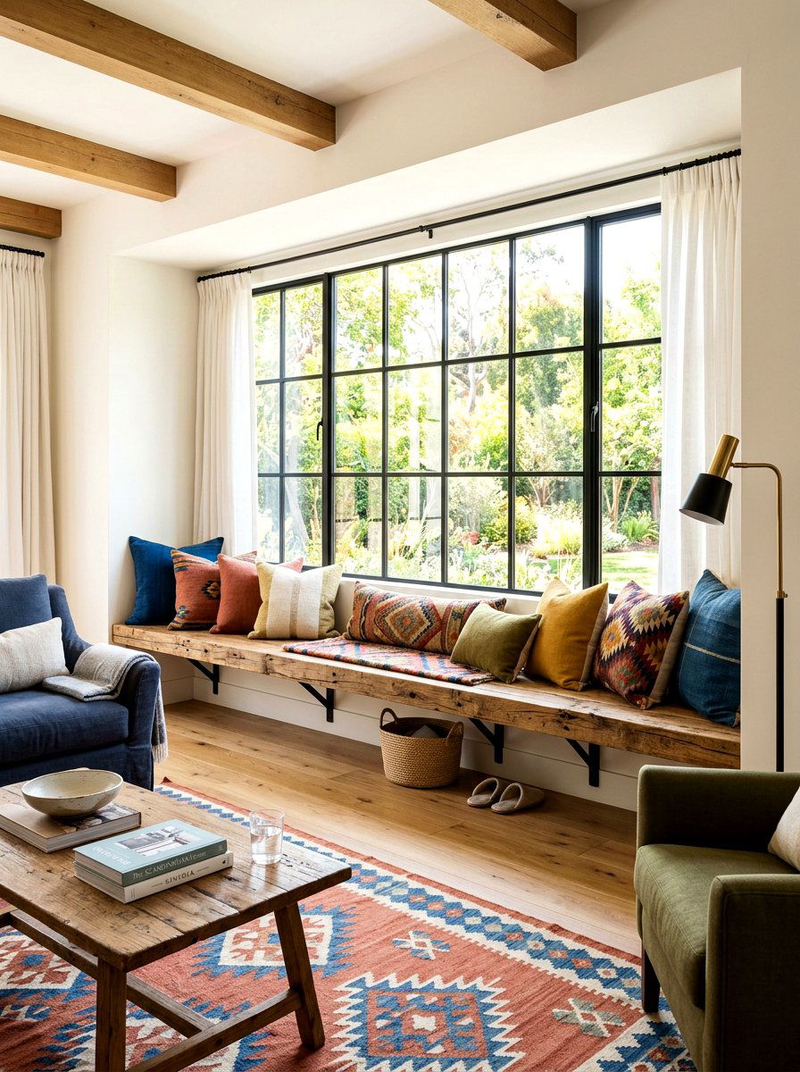 Reclaimed wood bench seating - 30 reclaimed wood living room ideas