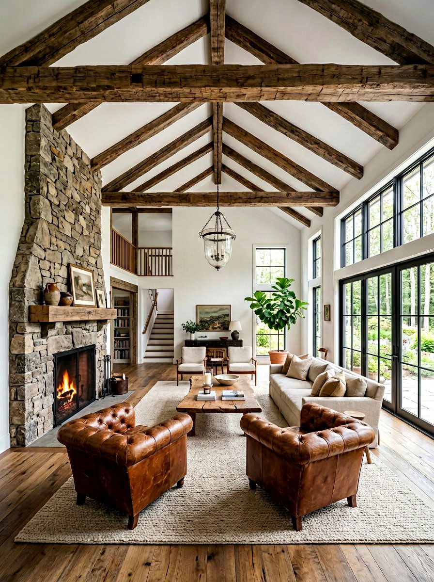 Reclaimed wood ceiling beams - 30 reclaimed wood living room ideas