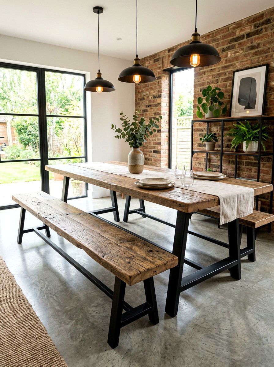 Reclaimed wood dining bench - 30 built in dining bench ideas
