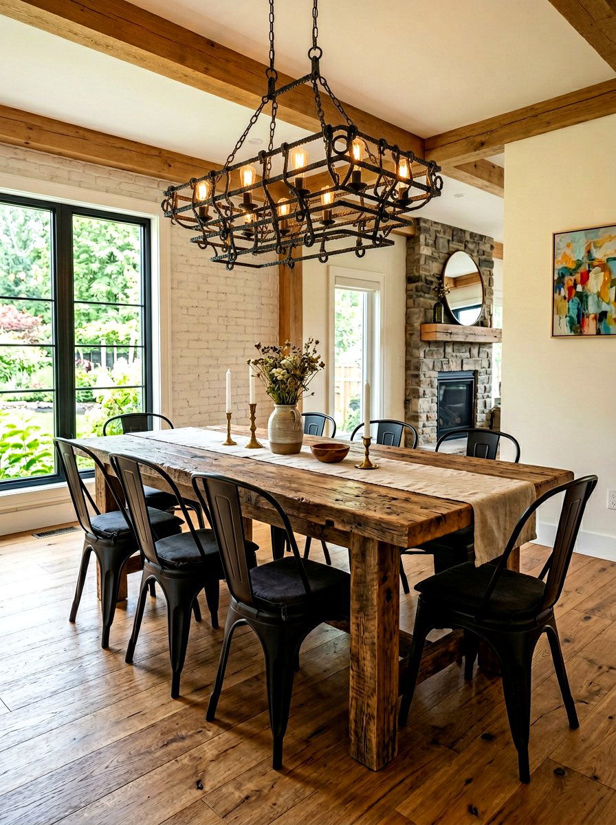 Reclaimed wood dining table - 30 earthy home decor ideas
