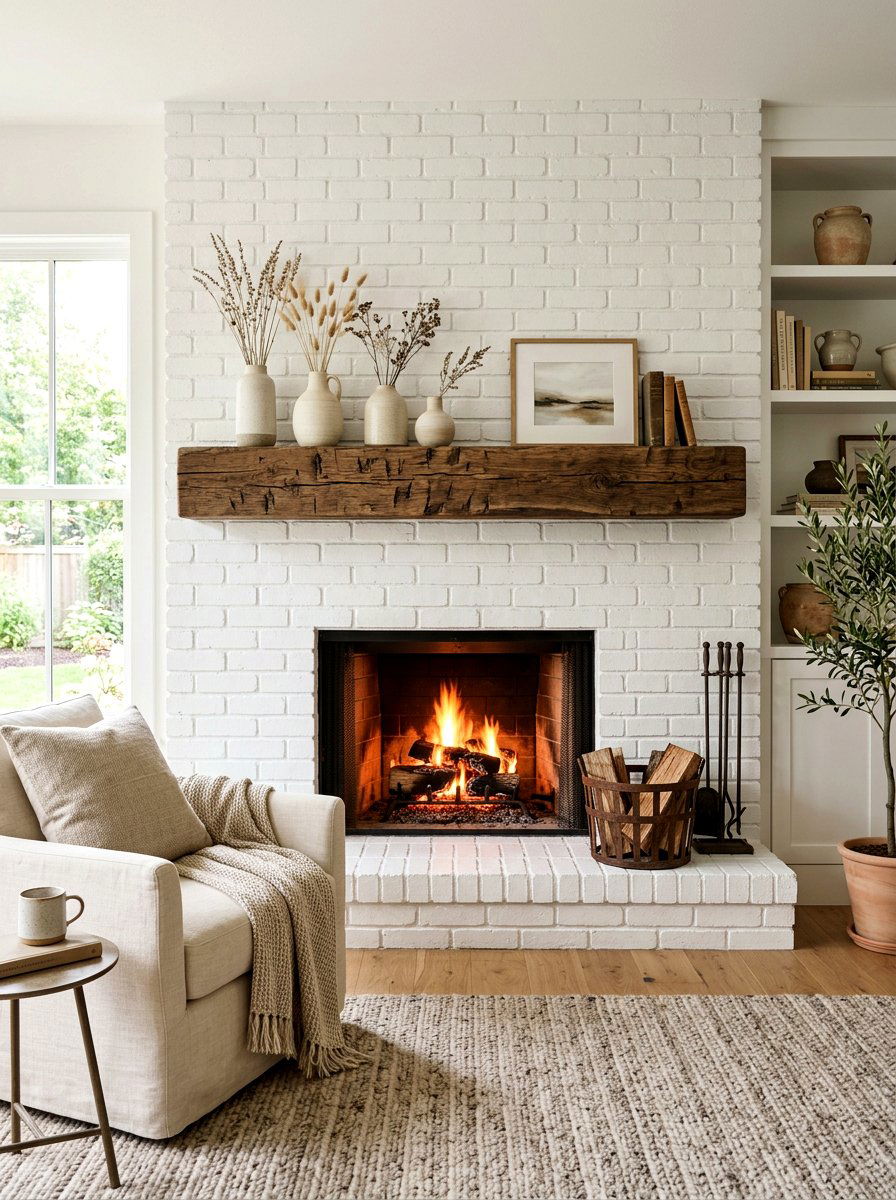 Reclaimed wood fireplace mantel - 30 reclaimed wood living room ideas