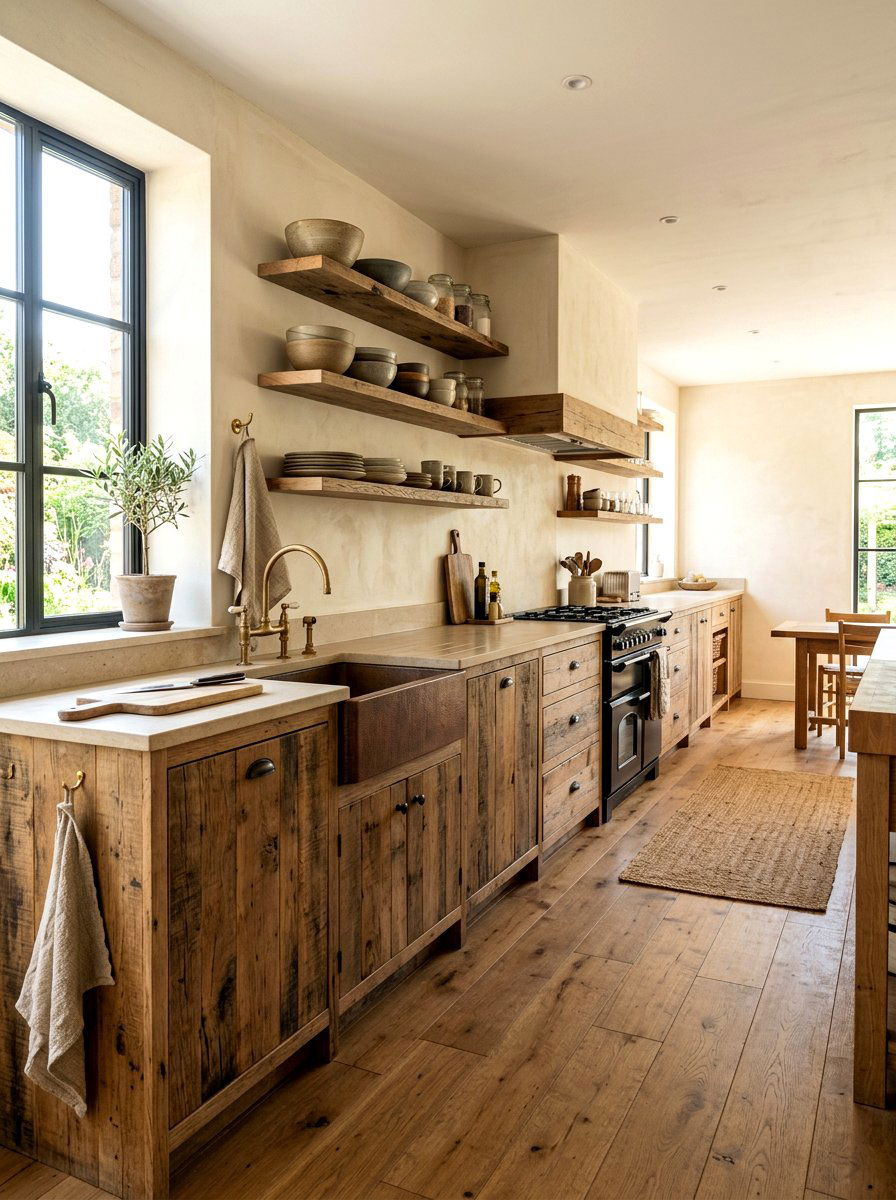 Reclaimed wood kitchen cabinets - 30 wabi sabi kitchen ideas