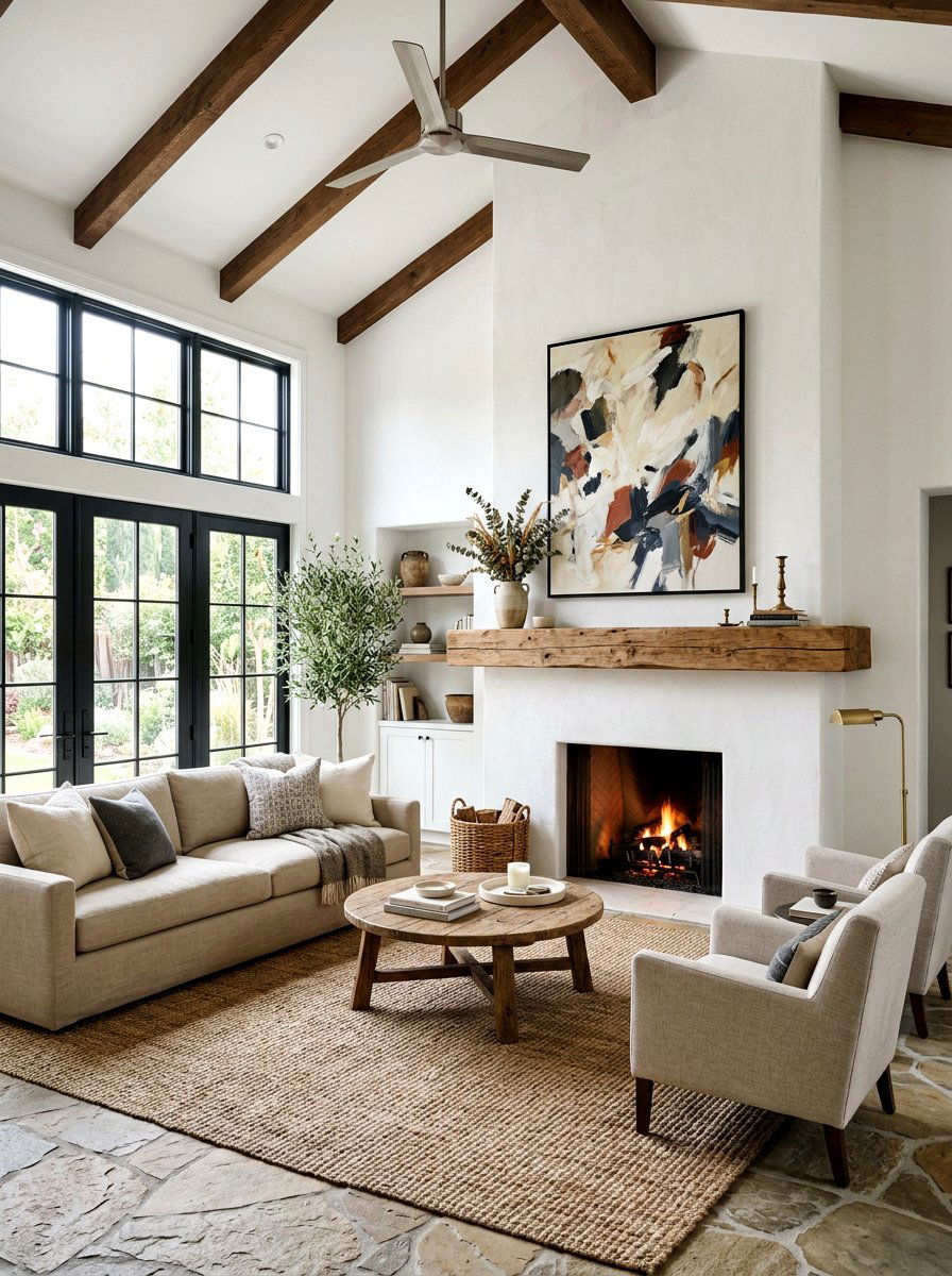 Reclaimed wood mantel living room - 30 Tuscan revival living room ideas