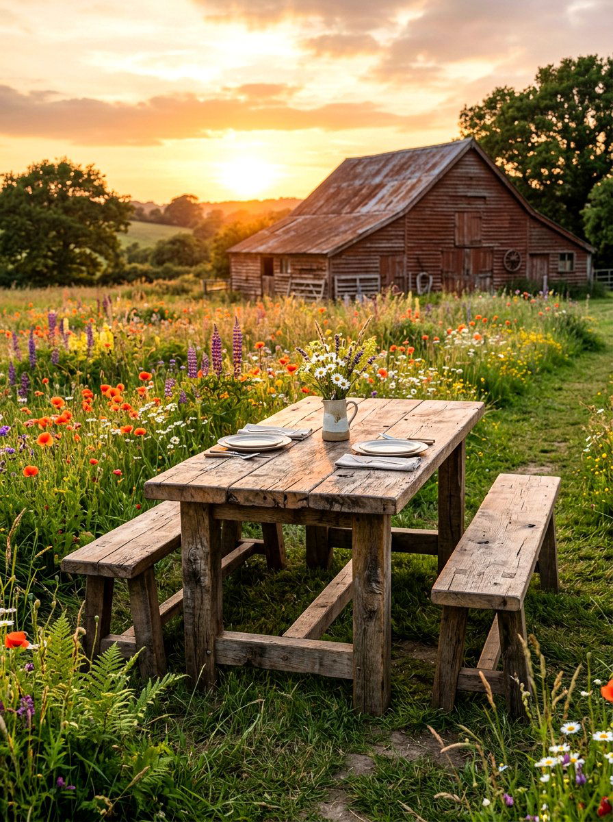 Reclaimed wood picnic table - 30 backyard picnic table ideas