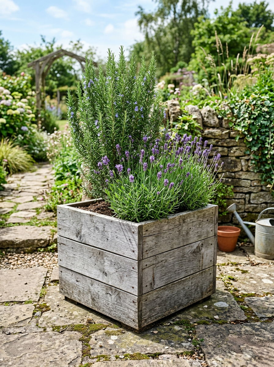 Reclaimed wood planter - 30 urban garden ideas