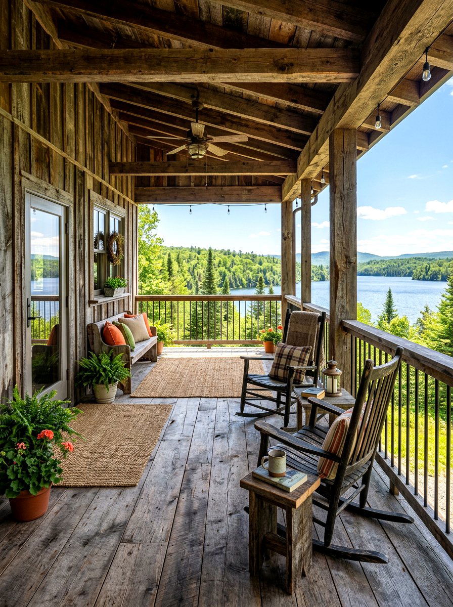 Reclaimed wood porch - 30 lake house porch ideas