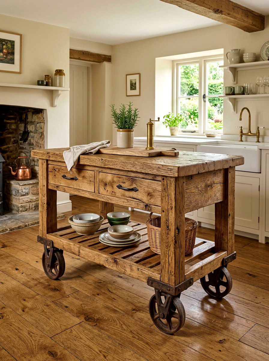 Reclaimed wood portable kitchen island - 30 movable kitchen island ideas