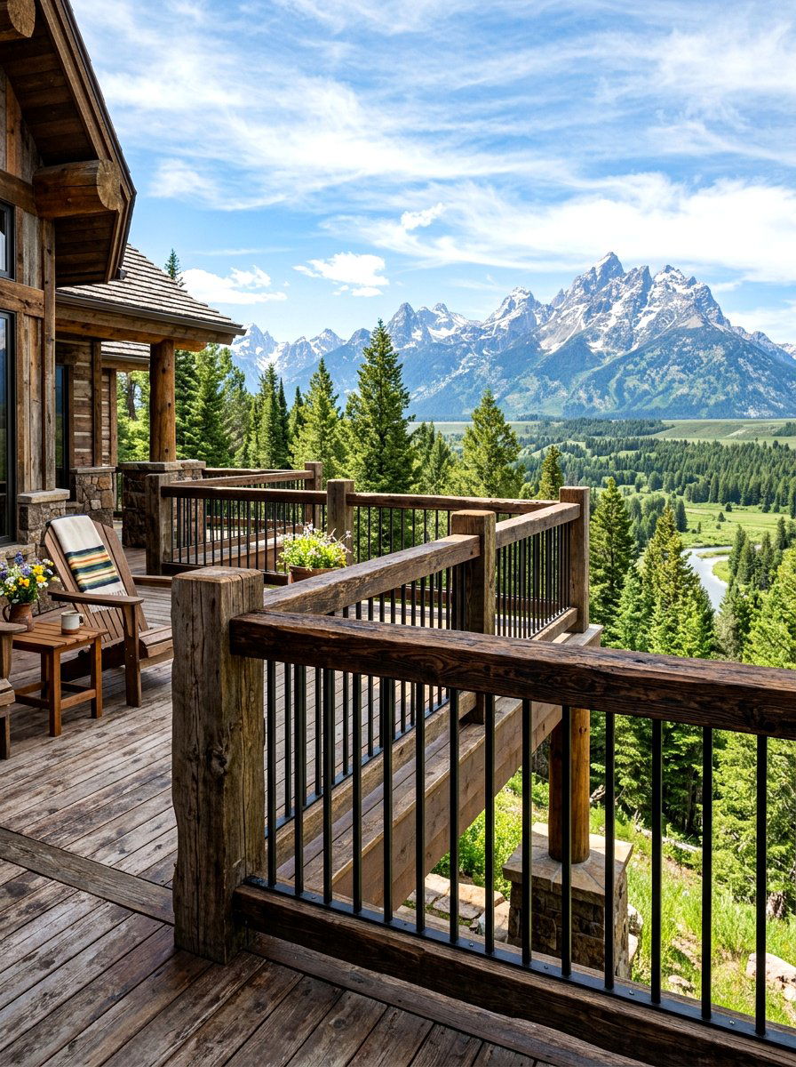 Reclaimed wood railing - 30 country porch decor ideas