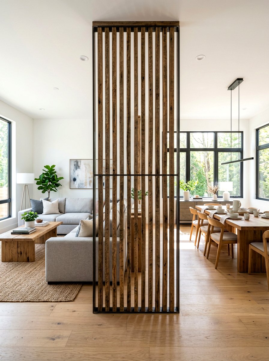 Reclaimed wood room divider - 30 reclaimed wood living room ideas