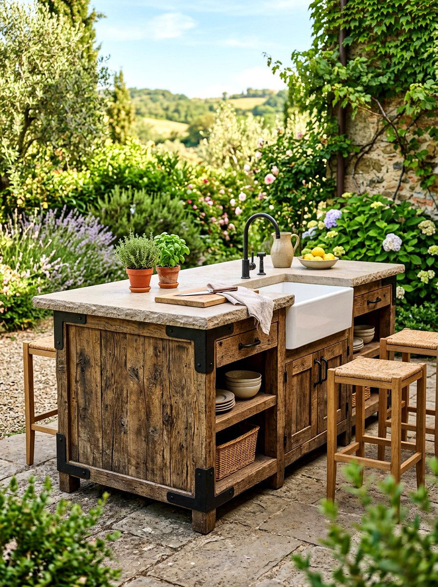 Reclaimed wood rustic kitchen island - 30 statement island kitchen ideas