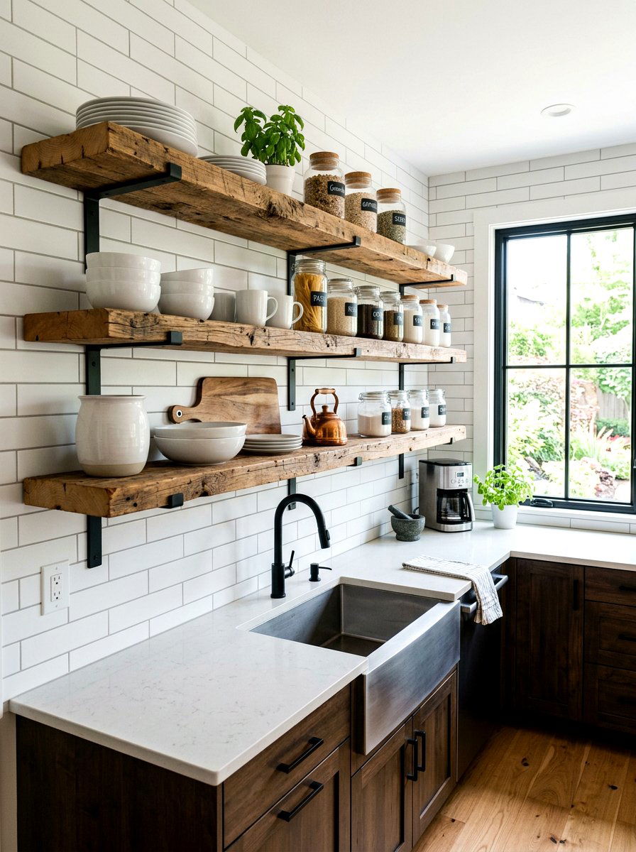 Reclaimed wood shelf - 30 flea market decor ideas