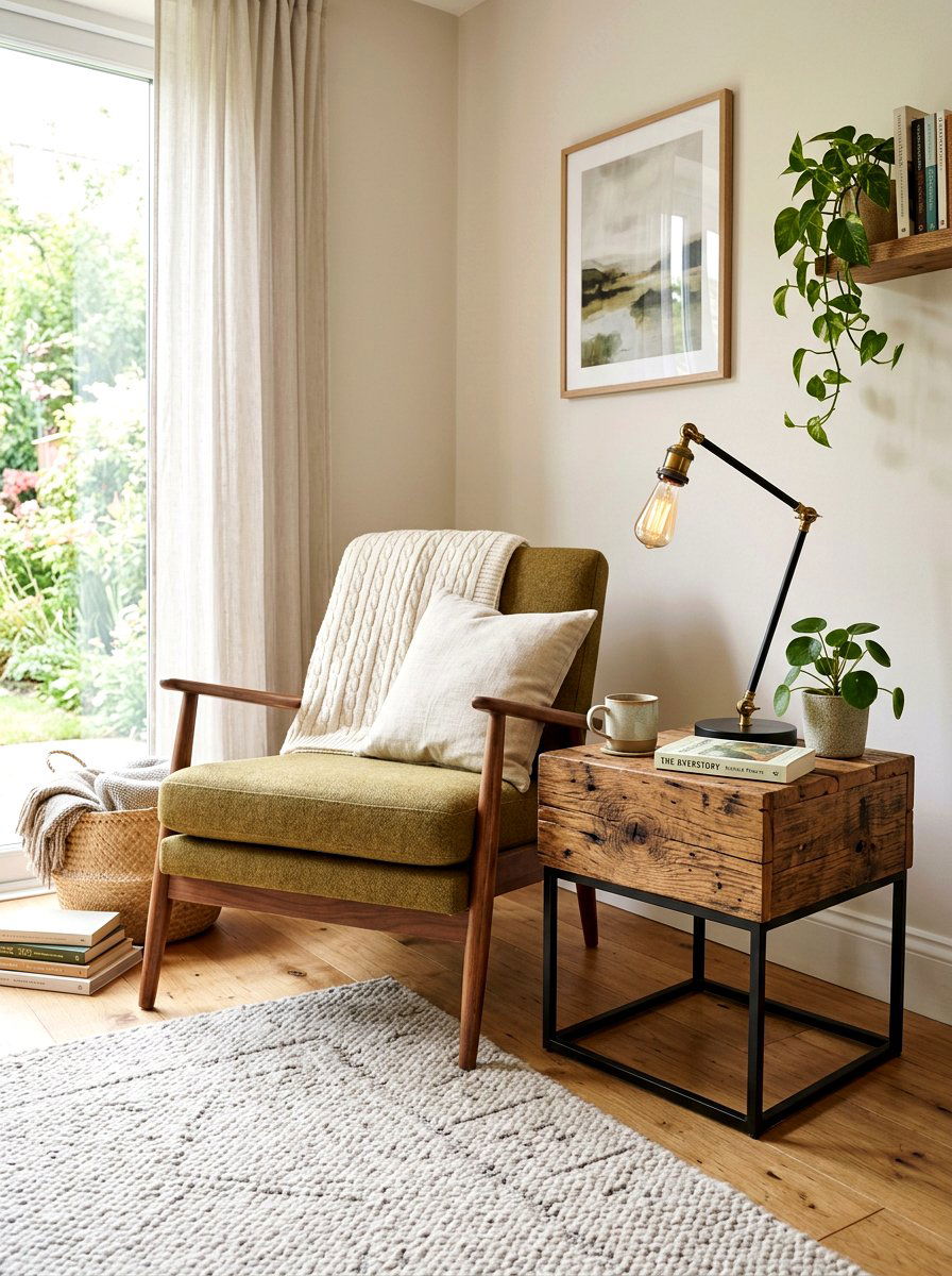 Reclaimed wood side table - 30 reclaimed wood living room ideas