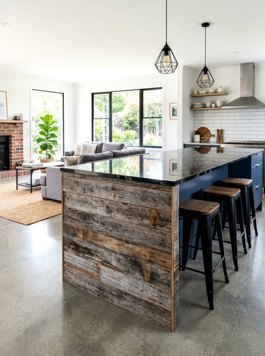 Reclaimed wood siding - 30 island end cap ideas