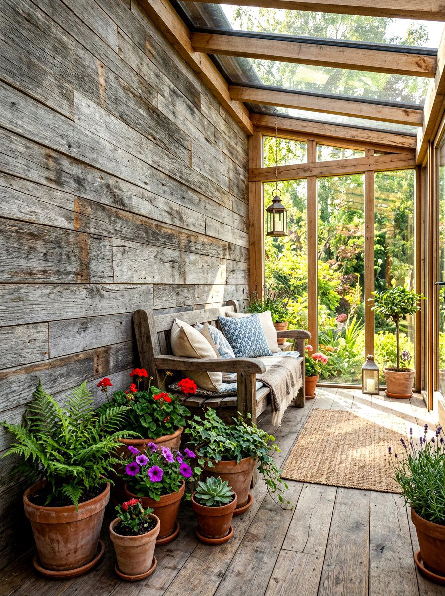 Reclaimed wood sunroom - 30 boho sunroom ideas