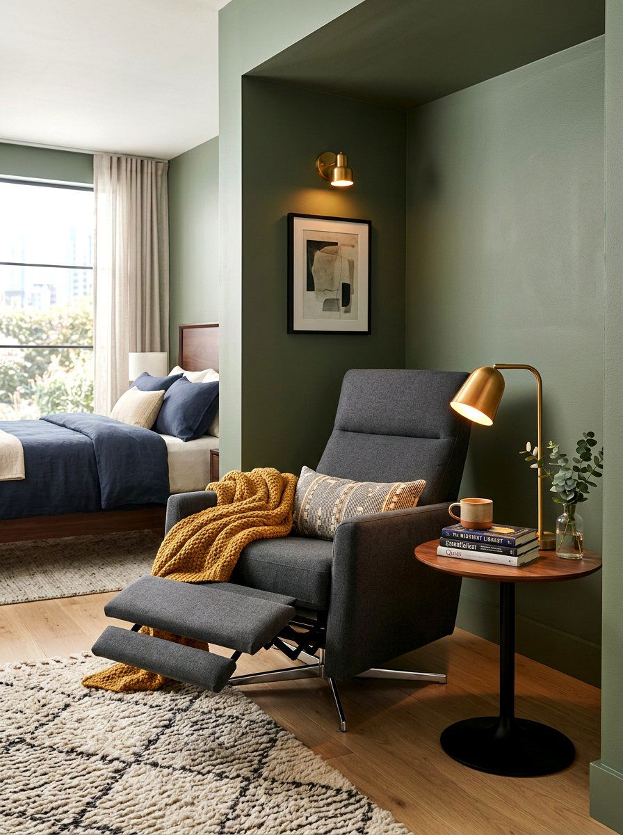 Reclining lounge chair - 30 bedroom alcove seating ideas