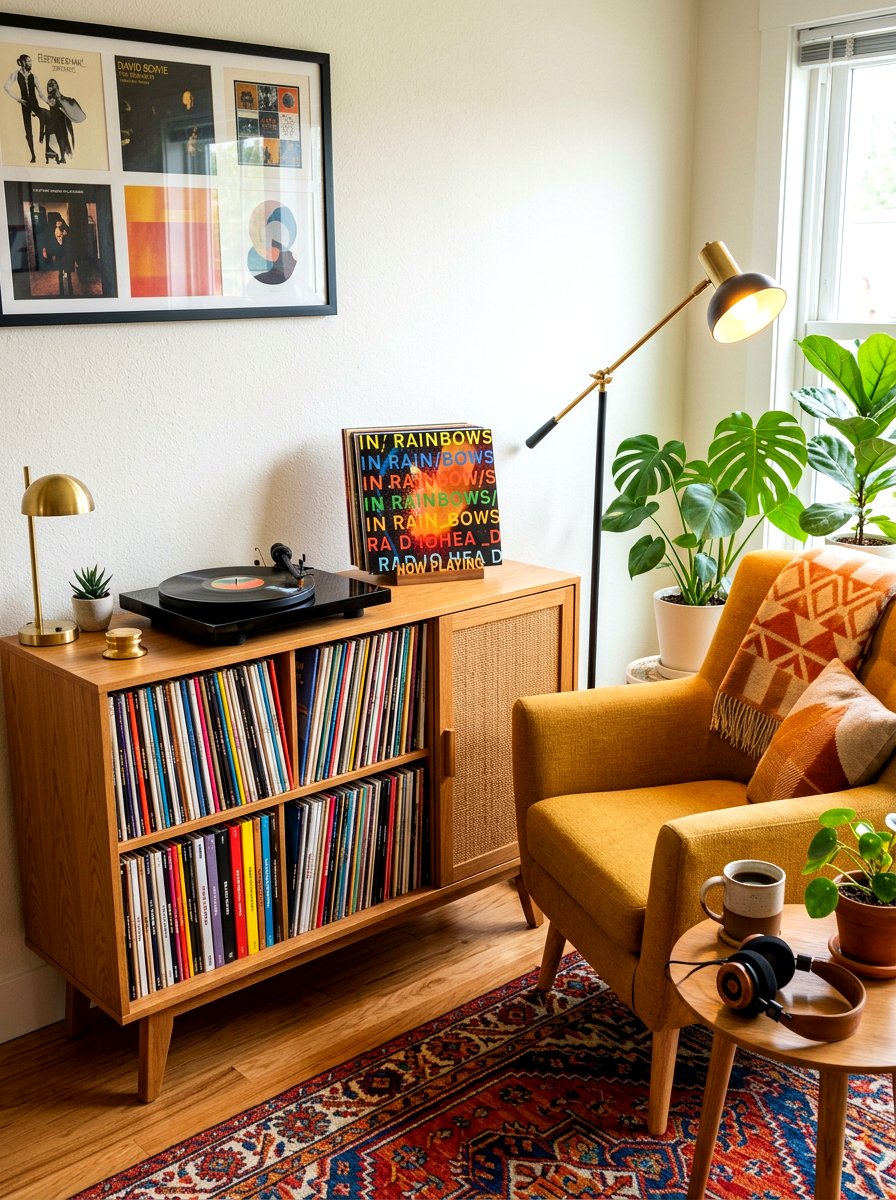 Record Player Console - 30 newstalgia home decor ideas