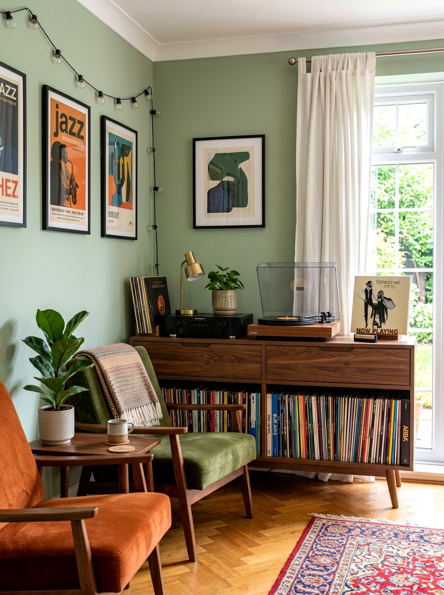 Record Player Corner - 30 analog home decor ideas