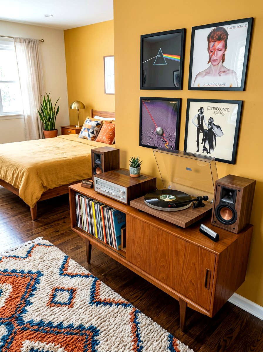 Record Player Sound Station - 30 phone free bedroom ideas