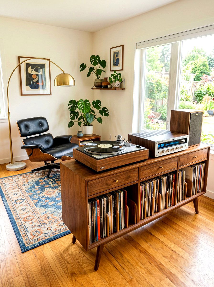 Record player station - 30 seventies living room ideas