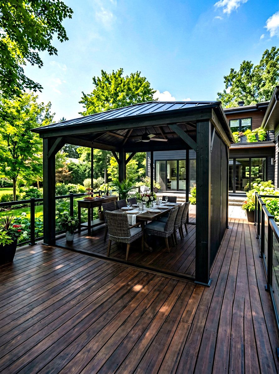 Rectangle Screened Gazebo On Deck - 30 screened gazebo ideas