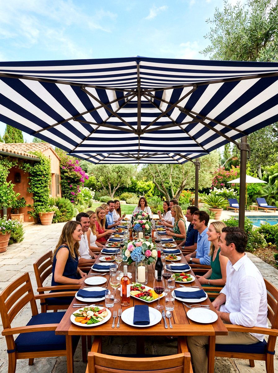Rectangle Striped Patio Umbrella - 30 striped umbrella patio ideas