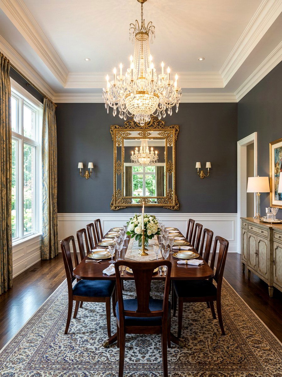 Rectangle brass dining mirror - 30 antique brass mirror decor ideas