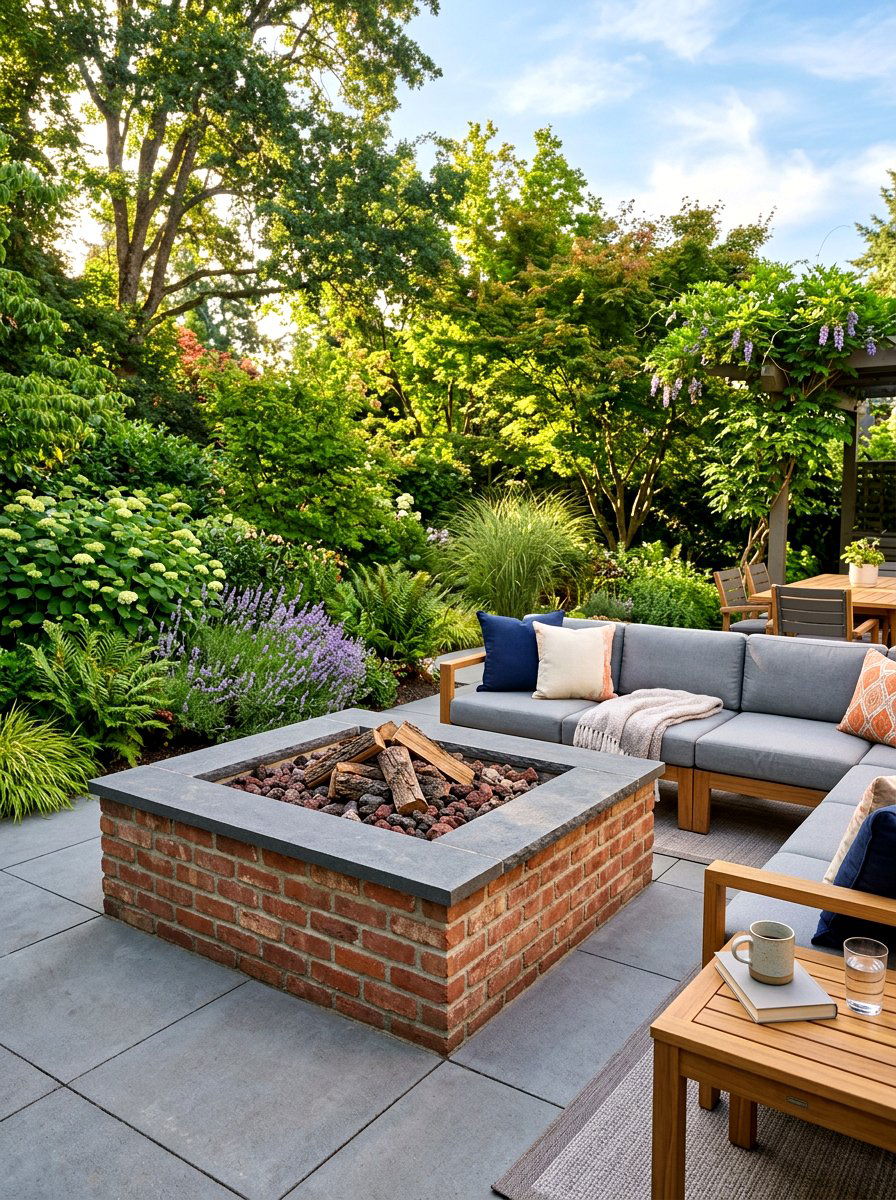 Rectangular Brick Fire Pit - 30 brick fire pit ideas