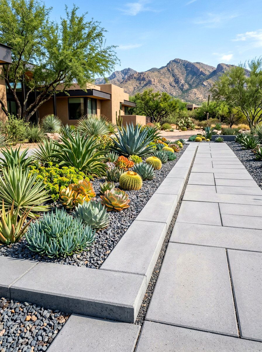 Rectangular Concrete Paver - 30 concrete garden border ideas