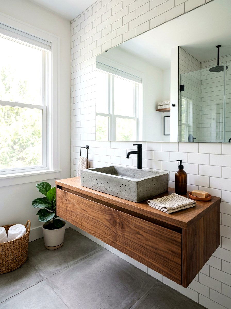 Rectangular Concrete Vessel Sink - 30 concrete sink bathroom ideas