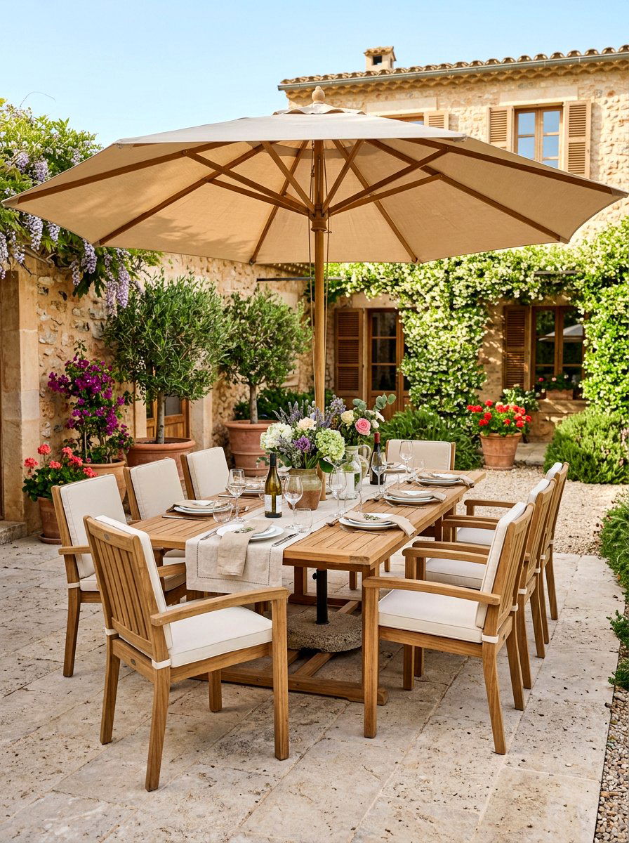 Rectangular Dining Table - 30 courtyard patio furniture ideas
