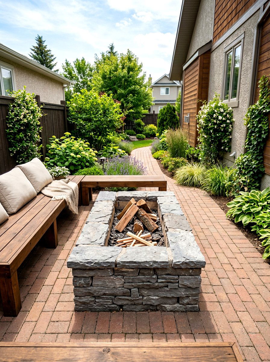 Rectangular Dry Stack Fire Pit - 30 stone fire pit ideas